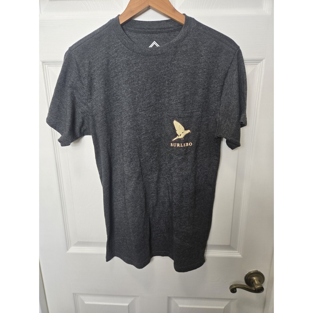Burlebo Outdoors TShirt Mens Sz Small Gray Outdoor Dove Hunt Logo Chest Pocket